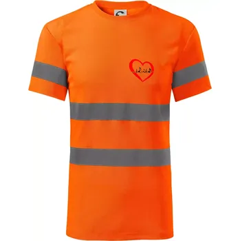 Moje srdce bije pro hudbu - srdce malé - Triko reflexní - HV PROTECT - S ( Neonově oranžová )