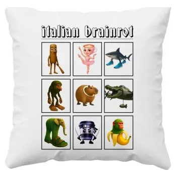 Žertovný předmět Italian Brainrot V3 - polštář s potiskem- Tričkový.cz