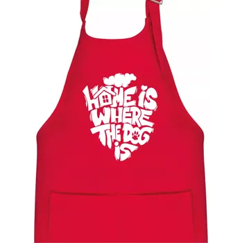 Kuchyňská zástěra Home is where the dog - Dětská zástěra na vaření - Univerzální velikost ( Červená )