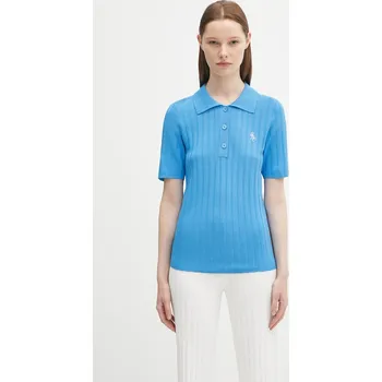 Dámské tričko Polo tričko Sporty & Rich Src Ribbed Polo, S, modrá, 55X