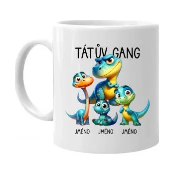 Žertovný předmět Tátův Gang (dinosauři) - tři děti - hrnek s potiskem - personalizovaný produkt- Tričkový.cz