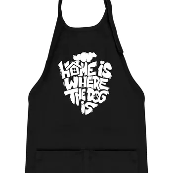 Kuchyňská zástěra Home is where the dog - Dětská zástěra na vaření - Univerzální velikost ( Černá )