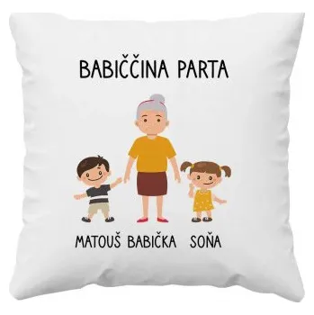 Žertovný předmět Babiččina parta - polštář s potiskem - personalizovaný produkt- Tričkový.cz