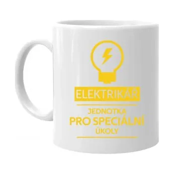 Žertovný předmět Elektrikář - jednotka pro speciální úkoly - hrnek s potiskem- Tričkový.cz