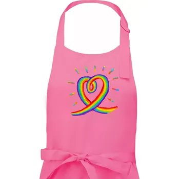 Kuchyňská zástěra Srdce pride duha kreslená - Pánská zástěra na vaření - Univerzální velikost ( Růžová )