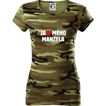 Dámské tričko Já miluju svého manžela - Dámské maskáčové triko - S ( Zelený maskáč )