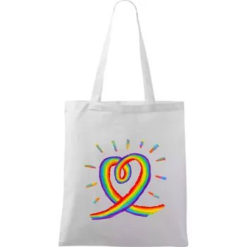 Srdce pride duha kreslená - Taška bavlněná - 42 x 38 cm ( Bílá )