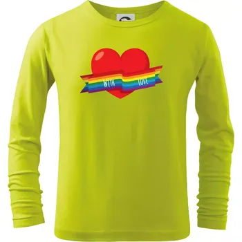 Dětská móda LGBT with love - Triko dětské Long Sleeve - 104-110cm / 3-4 roky ( Limetková )