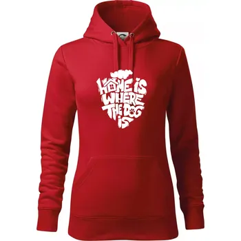 Dámská mikina Home is where the dog - Mikina dámská Cape s kapucí - M ( Červená )
