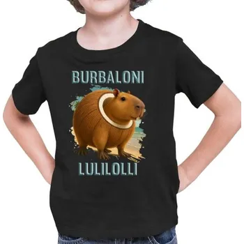 Žertovný předmět Burbaloni Lulilolli - Italian Brainrot - kapybara v kokosu - dětské tričko s potiskem- Tričkový.cz