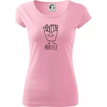 Dámské tričko Nejlepší přátelé - Hamburger a hranolky - Dámské triko Pure - M ( Růžová )