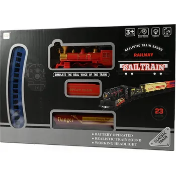 Vláček a vláčkodráha Elektrická vláčková dráha s lokomotivou, vagóny a kolejemi