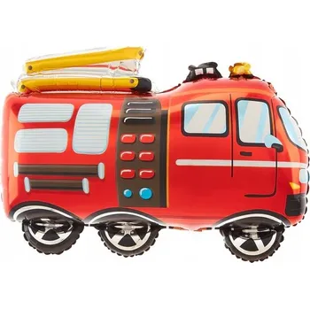 Balónek Fóliový balónek červený Hasičské auto Hasiči s žebříkem 68 cm