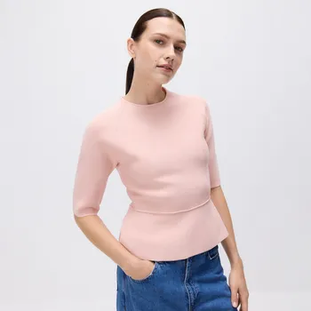 Dámský svetr Reserved - Kardigan s ozdobným límcem - pastelově růžová - 950IH-03X - 950IH-03X-M