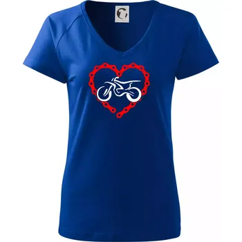 Dámské tričko Moto srdce řetěz - enduro - Tričko dámské Dream - 3XL ( Královská modrá )