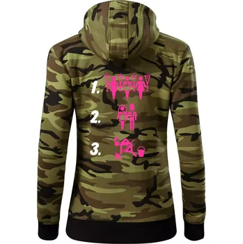 Dámská mikina Před a po žena - Dámská mikina trendy zipper s kapucí - XL ( Zelený maskáč )