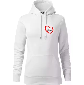 Dámská mikina Moje srdce bije pro hudbu - srdce malé - Mikina dámská Cape s kapucí - XS ( Bílá )