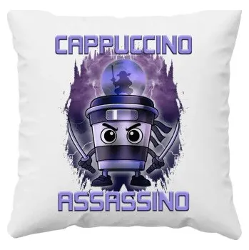 Žertovný předmět Cappuccino Assassino - Italian Brainrot - polštář s potiskem- Tričkový.cz