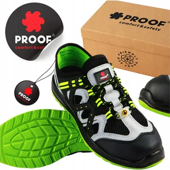 Pracovní obuv PRACOVNÍ BOTY PÁNSKÉ SANDÁLY OCHRANNÉ OBUV PROOF S1P ESD NÁLEPKA VEL. 47