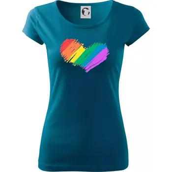 Dámské oblečení Srdce čmárané - Dámské triko Pure - XL ( Petrolejová )