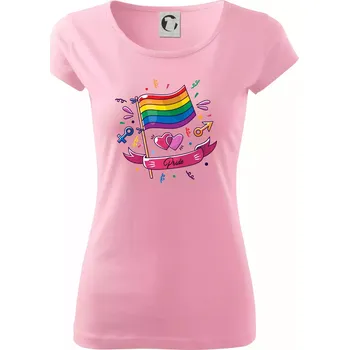 Dámské tričko Pride vlajka - Dámské triko Pure - S ( Růžová )