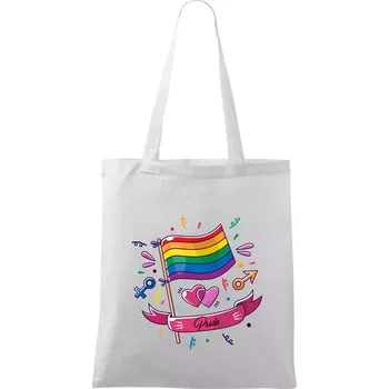 Nákupní taška Pride vlajka - Taška bavlněná - 42 x 38 cm ( Bílá )