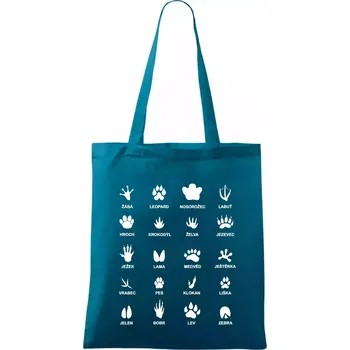 Stopy zvířat - Taška bavlněná - 42 x 38 cm ( Petrolejová )
