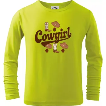 Dětská móda Cowgirl nápis a oblečení - Triko dětské Long Sleeve - 158 cm/12 let ( Limetková )