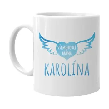 Žertovný předmět Jméno - všemohoucí máma - hrnek s potiskem - personalizovaný produkt- Tričkový.cz