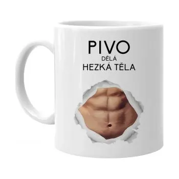 Žertovný předmět Pivo dělá hezká těla - hrnek s potiskem- Tričkový.cz