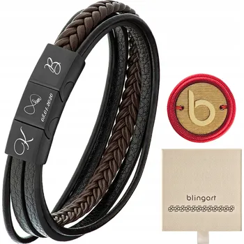 Náramek Pánský kožený náramek Blingart 316L