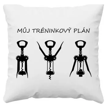 Žertovný předmět Můj tréninkový plán - polštář s potiskem- Tričkový.cz