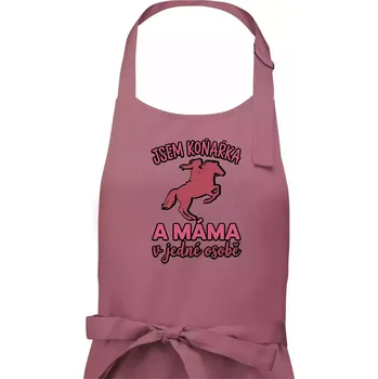 Kuchyňská zástěra Jsem koňařka a máma v jedné osobě - Dámská zástěra na vaření - Univerzální velikost ( Starorůžová )