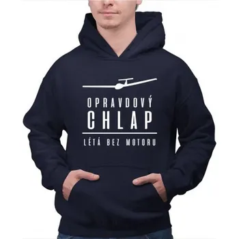 Žertovný předmět Opravdový chlap létá bez motoru - pánská mikina- Tričkový.cz