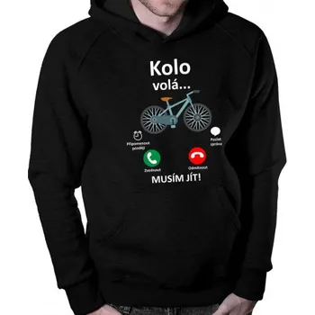 Žertovný předmět Kolo volá - musím jít (verze 2) - pánská mikina s potiskem- Tričkový.cz