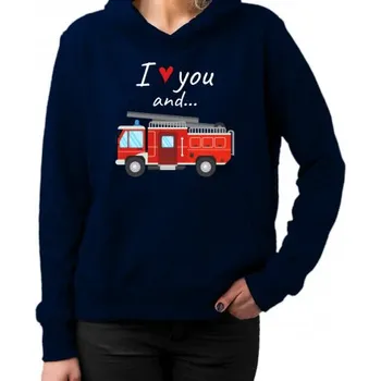 Žertovný předmět I love you and hasičské auto - dámská mikina s potiskem- Tričkový.cz