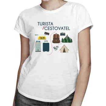 Žertovný předmět Cestovatel / Turista - dámské tričko s potiskem- Tričkový.cz