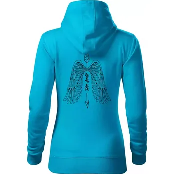 Dámská mikina Párova mikina - Jeho anděl , Její strážce - Mikina dámská Cape s kapucí - XL ( Světlý tyrkys )
