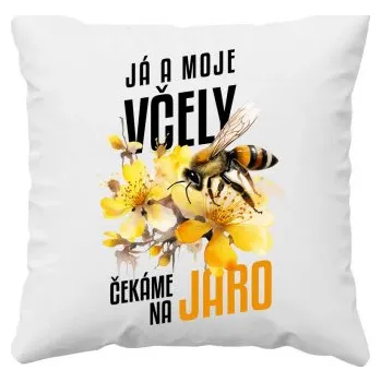 Žertovný předmět Já a moje včely čekáme na jaro - polštář s potiskem- Tričkový.cz