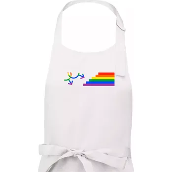 Kuchyňská zástěra Gay symbol duha - Dámská zástěra na vaření - Univerzální velikost ( Bílá )