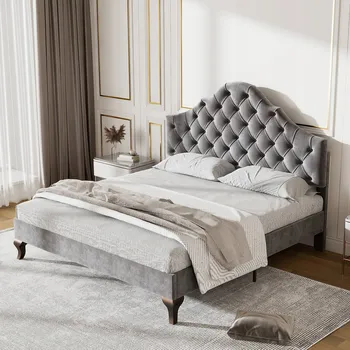 Postel Jednolůžková dřevěná postel Arhatreya 140x200 cm šedá