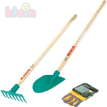 Dětské zahradní nářadí KLEIN BOSCH Dětské nářadí zahradní 2ks set s pracovními rukavicemi dřevo | 406886