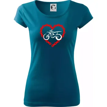 Dámské tričko Moto srdce řetěz - enduro - Dámské triko Pure - M ( Petrolejová )