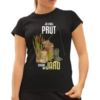 Žertovný předmět Já a můj prut čekáme na jaro - dámské tričko s potiskem- Tričkový.cz