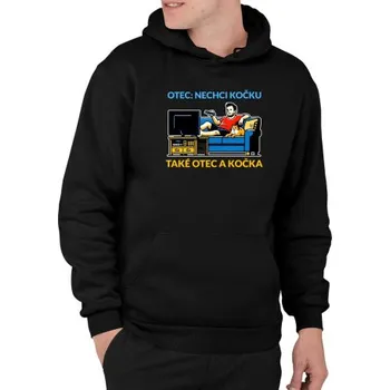 Žertovný předmět Otec: Nechci kočku, také otec a kočka - pánská mikina s potiskem- Tričkový.cz