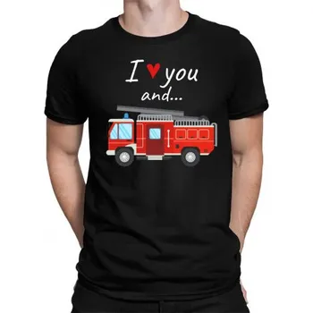 Žertovný předmět I love you and hasičské auto - pánské tričko s potiskem- Tričkový.cz