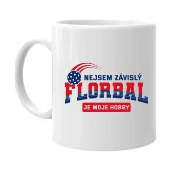 Žertovný předmět Nejsem závislý - florbal je moje hobby - hrnek s potiskem- Tričkový.cz