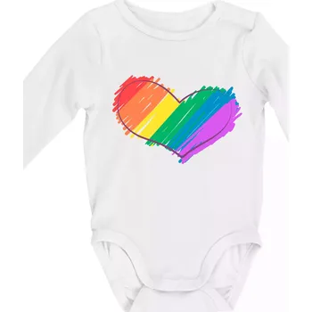 Kojenecký body Srdce čmárané - Body kojenecké s dlouhým rukávem - Dlouhý r. do 3 měs ( Bílá )