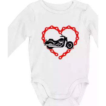 Moto srdce řetěz - chopper - Body kojenecké s dlouhým rukávem - Dlouhý r. 3-6 měs ( Bílá )