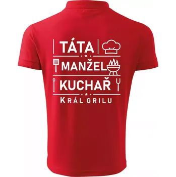 Pánská košile Táta manžel kuchař král grilu - Polokošile pánská Pique Polo 203 - XL ( Červená )